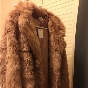 NWT Charlotte Russe pink faux fur coat